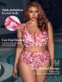 SHEIN Leisure Plus Size Paisley Printed Bikini Swimsuit Set