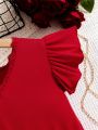 Teen Girls' Sweetheart Neckline Red Summer Dress