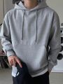 DAZY Men 1pc Kangaroo Pocket Drop Shoulder Drawstring Hoodie