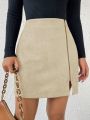 SHEIN Essnce Zip Up Split Hem Straight Skirt