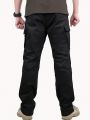 Manfinity Men's Solid Color Slant Pockets Trousers Without Belt