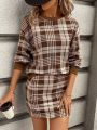 SHEIN LUNE Ladies' Plaid Two Piece Set