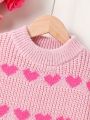 Girls' Heart Pattern Pullover Sweater