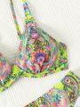 SHEIN Swim BohoFeel Paisley Print Bikini Swimsuit With Underwire