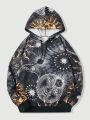 ROMWE Hippie Women'S Sun, Moon, Stars Printed Fleece Hoodie