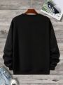 Men's Plus Size Warm Lined Sweatshirt With Letter Print