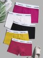 Men 5pcs Letter Tape Waist Boxer Brief