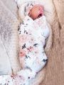 Newborn Photography Floral Print Blanket & Hat