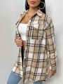 SHEIN SXY Women's Plaid Drop Shoulder Coat