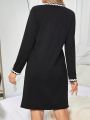 Women's Long Sleeve Single Breasted Homewear Dress