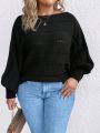 SHEIN LUNE Plus Batwing Sleeve Boat Neck Sweater