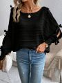 SHEIN Essnce Batwing Sleeve Knot Detail Split Sleeve Sweater