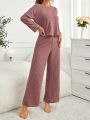 Women'S Solid Color Ribbed Knit Homewear Set