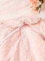 Baby Girls' Elegant Pink Bubble Texture Fabric Dress