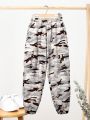 SHEIN Kids SPRTY Boys' Loose Fit Camouflage Woven Jogger Pants