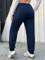 SHEIN Coolane Women's Plus Size Solid Color Elastic Waist Pants