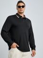 SHEIN Extended Sizes Men's Plus Size Plaid Patchwork Polo Shirt