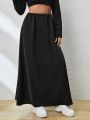 SHEIN Essnce Black High-waisted Midi Skirt