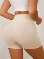 2pcs/Set Women'S Seamless Knit Shapewear Shorts In Apricot