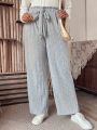 Large Size Paper Bag Knotted Waist Detail Pants