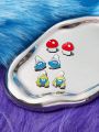 SHEIN X The Smurfs 3 Pairs/set Stud Earrings