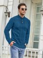 Extended Sizes Men's Plus Size Stand Collar Twisted Knitted Sweater