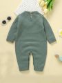 Baby Girls' Long Sleeve Romper Jumpsuit With Cao Hong Pattern Knitted Sweater Design