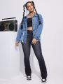 Women's Drawstring Denim Jacket