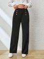 SHEIN Essnce Double-breasted Decorative Buckle Trousers