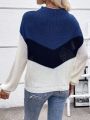 Color Block Drop Shoulder Sweater