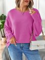 SHEIN Essnce Plus Solid Batwing Sleeve Sweater