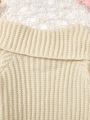 SHEIN Kids EVRYDAY Tween Girl Asymmetrical Neck Raglan Sleeve Ribbed Knit Sweater