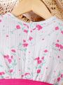 Young Girls' Sweet And Cute Spring/Autumn Floral Printed Simple And Elegant Romantic Playful Dress