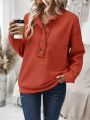 Women's Button Half Placket Drop Shoulder Sweatshirt