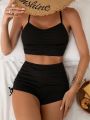 SHEIN Swim Classy Women's Simple Solid Color Vest Strap Bikini