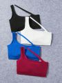 Women's Seamless Sports Bra With Single Shoulder Strap (Three Colors)