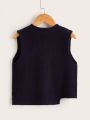 Young Boy Button Detail Asymmetrical Hem Sweater Vest