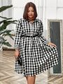 Plus Size Plaid Shirt Dress For Women