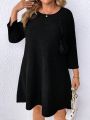 Plus Size Solid Color Round Neck Dress