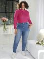 SHEIN CURVE+ Plus Size Solid Color Turtleneck Bodysuit