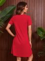 SHEIN Tall Solid Color Round Neck A-line Dress