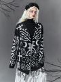 Goth Tasselled Patterned Cardigan With Open Front Design