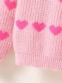 Girls' Heart Pattern Pullover Sweater