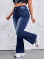 SHEIN ICON Women's Plus Size Denim Bell Bottoms