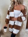 SHEIN Frenchy Women's Stripe Drop Shoulder Open Front Cardigan