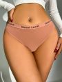 Letter Tape Waist Mesh Panty