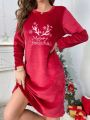 Christmas Embroidery Flannel Night Dress