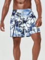 Men'S Tree Print Drawstring Beach Shorts