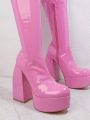 Women'S Fashionable Pink Knee-High Boots