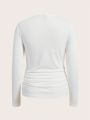 SHEIN Solid Color Maternity Long Sleeve T-shirt With Pleats